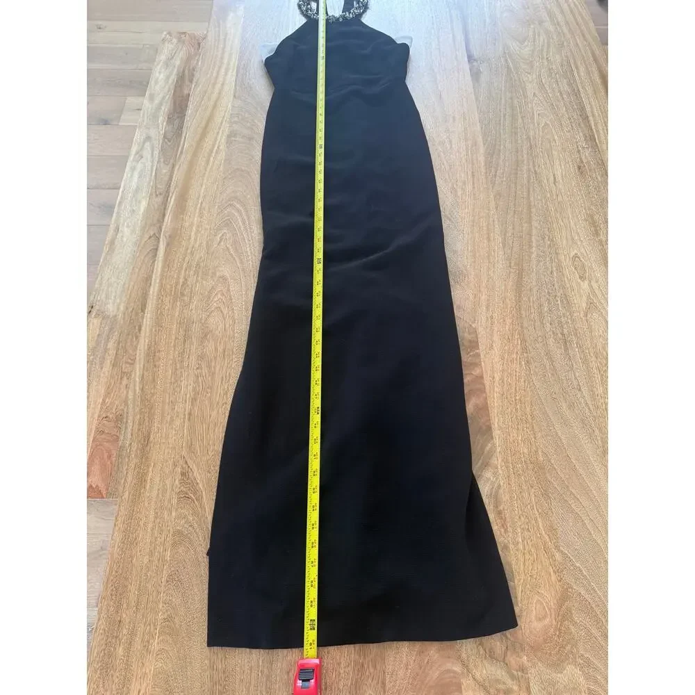 BCBGMAXAZRIA Black Beaded Neck Sleeveless Maxi Gown Formal evening Dress